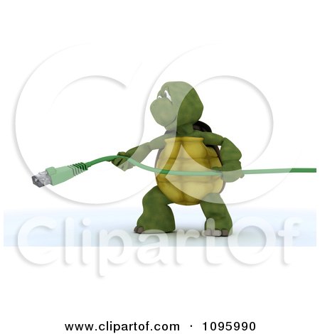 Clipart 3d Tortoises Holding A Green Ethernet Cable - Royalty Free CGI Illustration by KJ Pargeter
