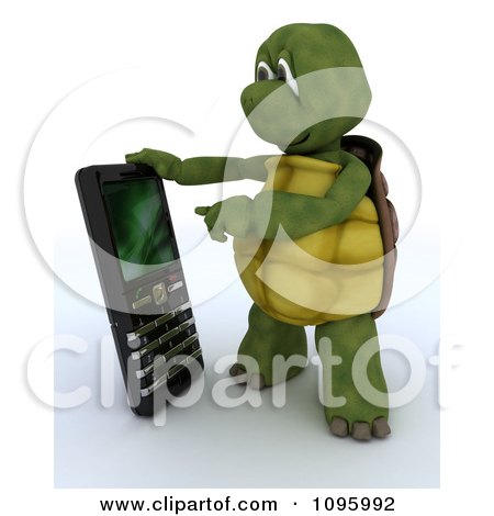 Clipart 3d Tortoise Using A Smart Phone - Royalty Free CGI Illustration by KJ Pargeter