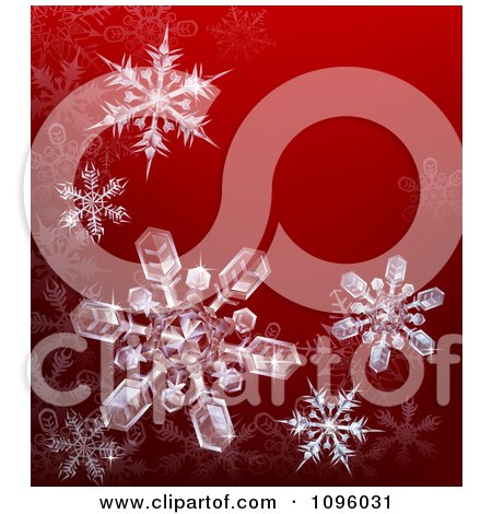 Clipart Crystalized Snowflakes On A Red Background - Royalty Free Vector Illustration by AtStockIllustration