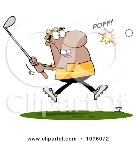 Clipart Black Man Hitting A Golf Ball - Royalty Free Vector Illustration by Hit Toon
