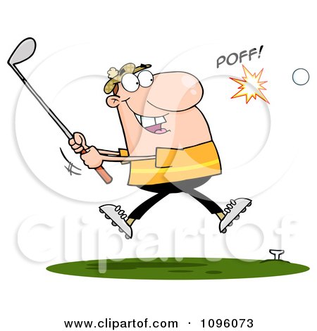 Clipart Caucasian Man Hitting A Golf Ball - Royalty Free Vector Illustration by Hit Toon