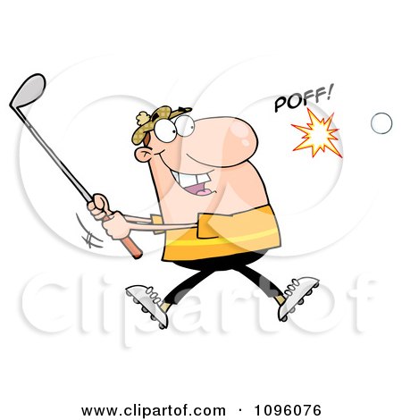 Clipart Caucasian Man Swinging At A Golf Ball - Royalty Free Vector Illustration by Hit Toon