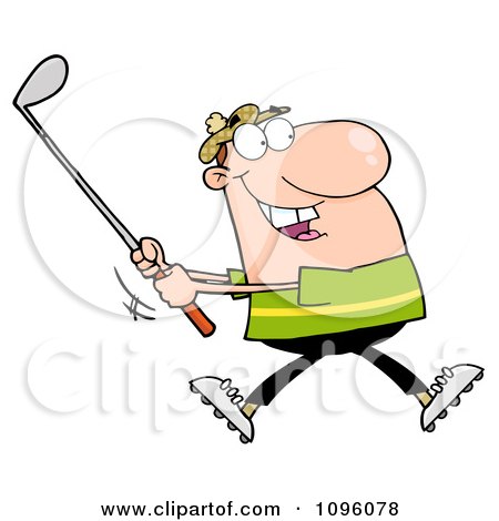 Clipart Caucasian Man Swinging A Golf Club - Royalty Free Vector Illustration by Hit Toon