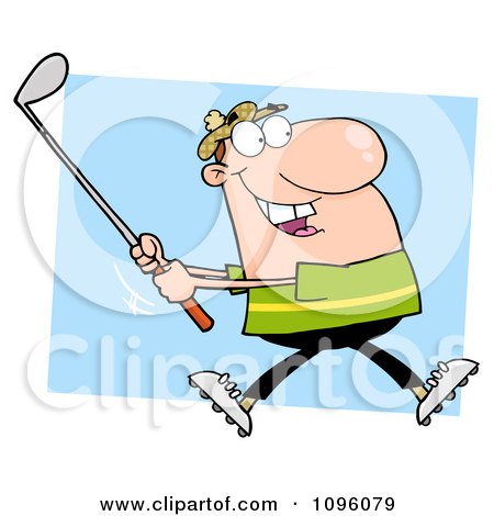 Clipart Caucasian Golfer Man Swinging A Club - Royalty Free Vector Illustration by Hit Toon