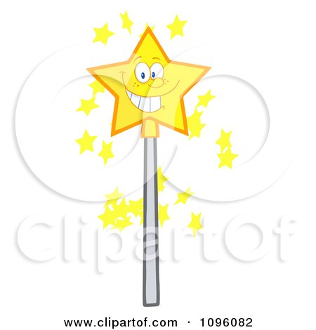 Clipart Happy Smiling Star Magic Wand - Royalty Free Vector Illustration by Hit Toon
