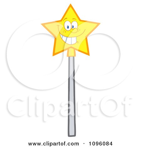 Clipart Happy Star Magic Wand Character - Royalty Free Vector Illustration by Hit Toon
