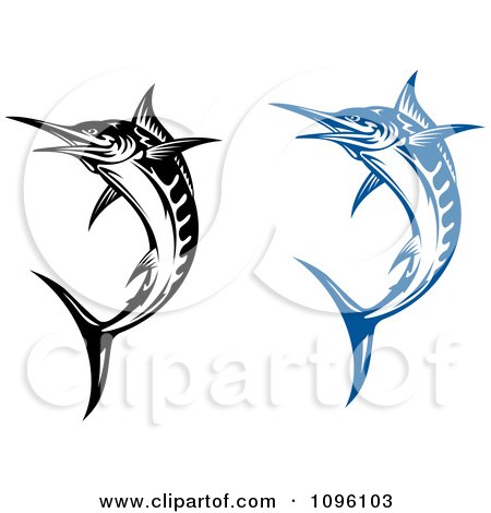 Clipart Blue And Black And White Billfish - Royalty Free Vector Illustration by Vector Tradition SM