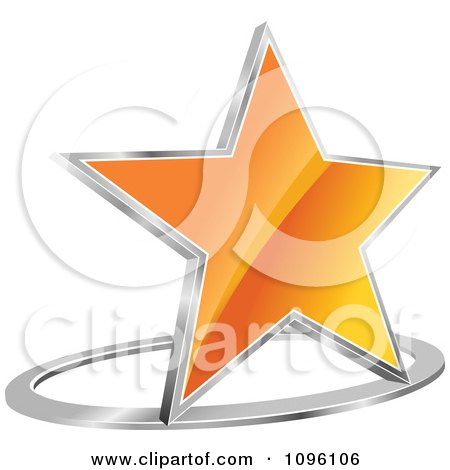Clipart 3d Shiny Orange Star And Chrome Ring - Royalty Free Vector Illustration by Vector Tradition SM