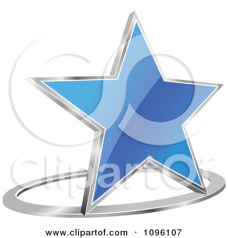 Clipart 3d Shiny Blue Star And Chrome Ring - Royalty Free Vector Illustration by Vector Tradition SM
