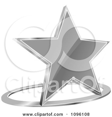 Clipart 3d Shiny Silver Star And Chrome Ring - Royalty Free Vector Illustration by Vector Tradition SM