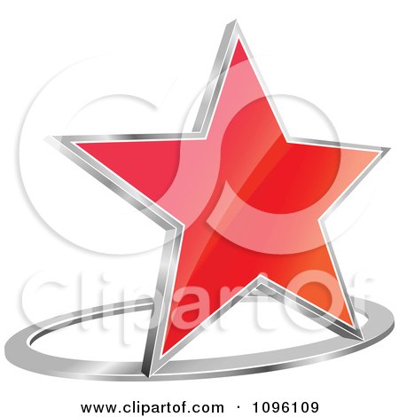Clipart 3d Shiny Red Star And Chrome Ring - Royalty Free Vector Illustration by Vector Tradition SM