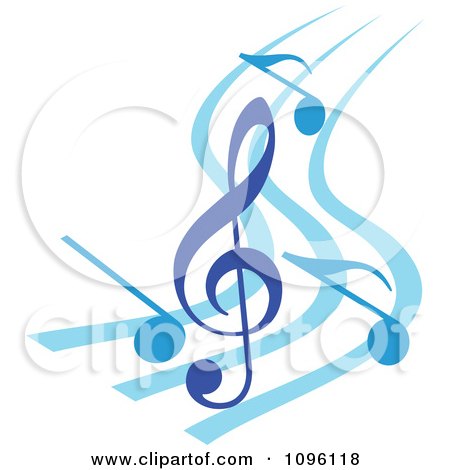 Clipart Blue Music Notes And Clef - Royalty Free Vector Illustration by Vector Tradition SM