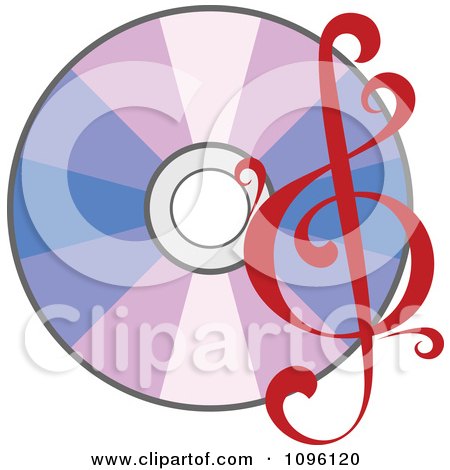 Clipart Red Music Note Clef And CD - Royalty Free Vector Illustration by Vector Tradition SM