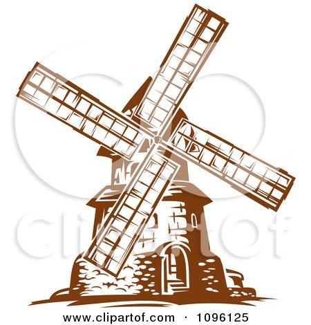 Clipart Vintage Brown Old Fashioned Windmill - Royalty Free Vector Illustration by Vector Tradition SM
