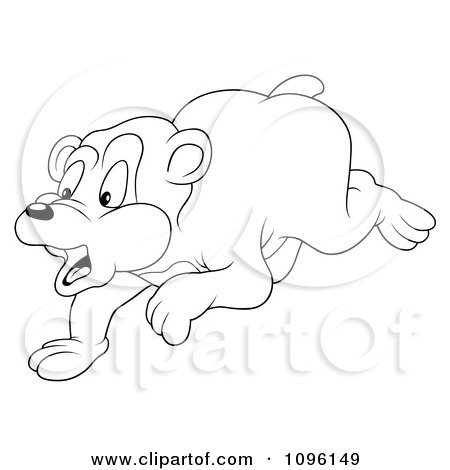 Clipart Outlined Startled Bear Running - Royalty Free Vector Illustration by dero