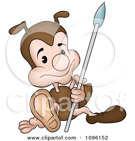 Clipart Ant Guard Sitting With A Spear - Royalty Free Vector Illustration by dero
