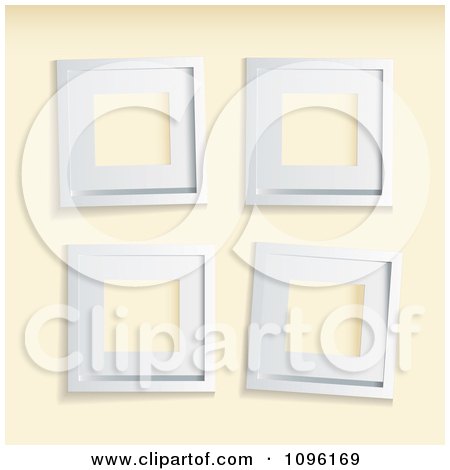 Clipart 3d Empty White Frames On A Beige Wall - Royalty Free Vector Illustration by michaeltravers