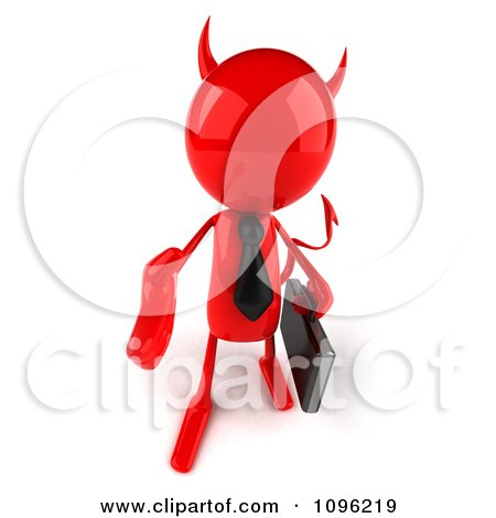 Clipart 3d Red Bob Devil Businessman Holding His Hand Out To Shake - Royalty Free CGI Illustration by Julos