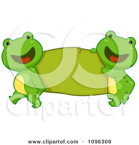 Clipart Happy Frogs Carrying A Green Banner - Royalty Free Vector Illustration by BNP Design Studio