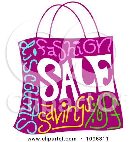Clipart Purple Shopping Bag With Sale Text - Royalty Free Vector Illustration by BNP Design Studio