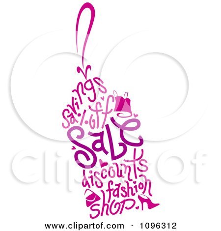Clipart Pink And Purple Sale Words Forming A Price Tag - Royalty Free Vector Illustration by BNP Design Studio