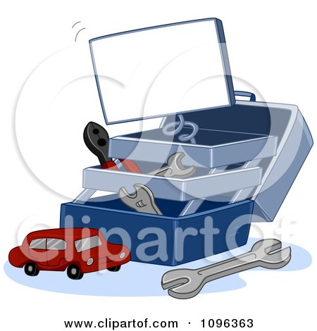 Clipart Tool Box And Toy Car - Royalty Free Vector Illustration by BNP Design Studio