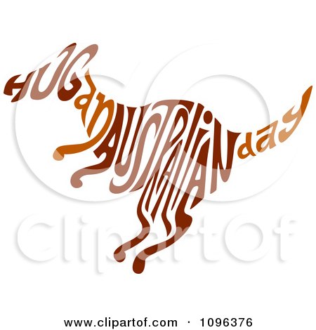 Clipart Brown Hug An Australian Day Text In The Shape Of A Kangaroo - Royalty Free Vector Illustration by BNP Design Studio