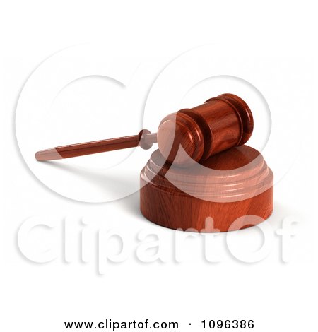 Clipart 3d Wooden Judge Or Auctioneer Gavel On A Sound Block - Royalty Free CGI Illustration by stockillustrations