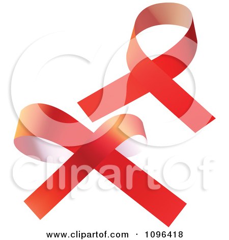 Clipart Two 3d Red Awareness Ribbon Bows - Royalty Free Vector Illustration by dero