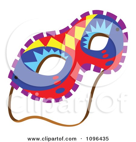 Clipart Colorful Mardi Gras Face Mask With A Strap - Royalty Free Vector Illustration by Cherie Reve