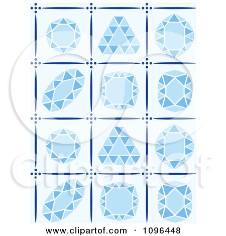 Clipart Blue Diamond Cuts - Royalty Free Vector Illustration by Cherie Reve