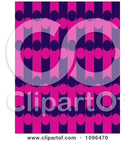 Clipart Seamless Pink And Blue Stripe And Circle Background Pattern - Royalty Free Vector Illustration by Cherie Reve