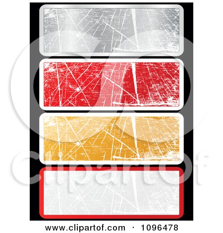 Clipart Grungy Scratched Silver Red Gold And Gray Website Banners - Royalty Free Vector Illustration by Andrei Marincas