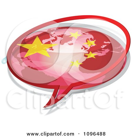 Clipart Chinese Flag Chat Bubble - Royalty Free Vector Illustration by Andrei Marincas