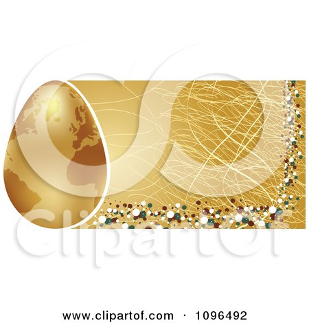 Clipart 3d Golden Globe Easter Egg And Scratched Website Banner - Royalty Free Vector Illustration by Andrei Marincas