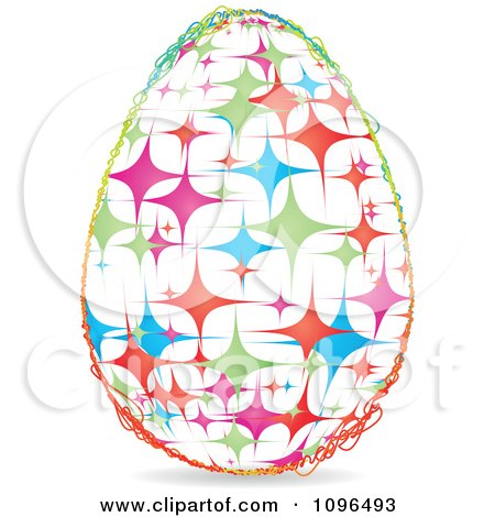 Clipart Colorful Sparkle Easter Egg With A Scribble Frame - Royalty Free Vector Illustration by Andrei Marincas