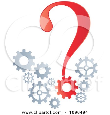 Clipart Red Question Mark And Gear Cogs - Royalty Free Vector Illustration by Andrei Marincas