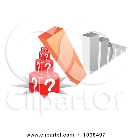 Clipart 3d Bar Graph Tipping Over Onto Questions And Pounding Them In The Ground - Royalty Free Vector Illustration by Andrei Marincas