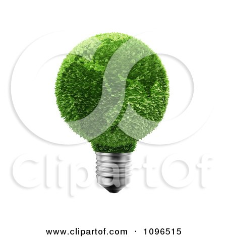 Clipart 3d Grassy Green Globe Light Bulb Featuring Europe And Africa - Royalty Free CGI Illustration by Mopic