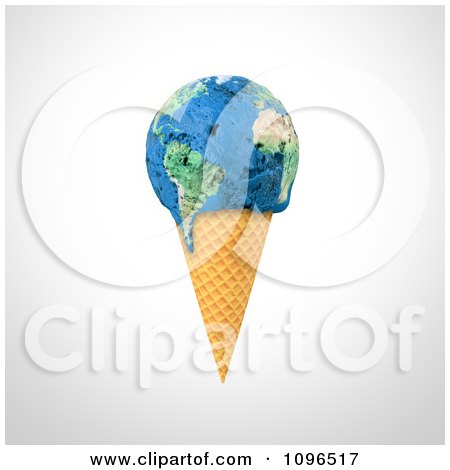 Clipart 3d Globe Scoop Waffle Ice Cream Cone - Royalty Free CGI Illustration by Mopic