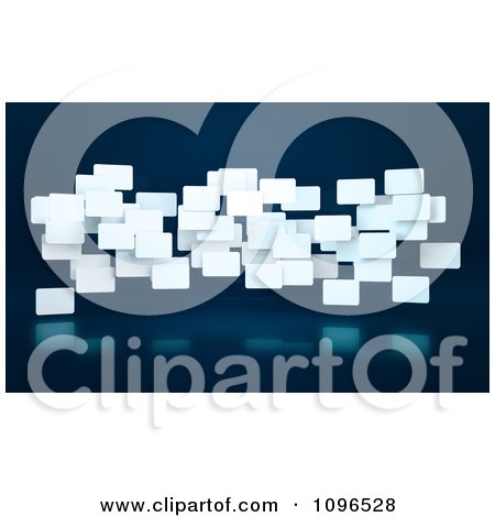 Clipart 3d White Rectangle Banners Floating Over Blue - Royalty Free CGI Illustration by Mopic