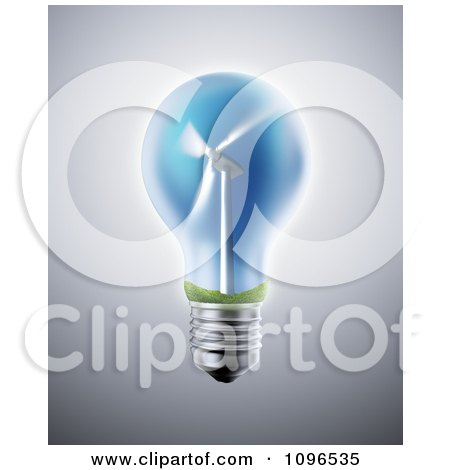 Clipart 3d Wind Energy Turbine Light Bulb - Royalty Free CGI Illustration by Mopic