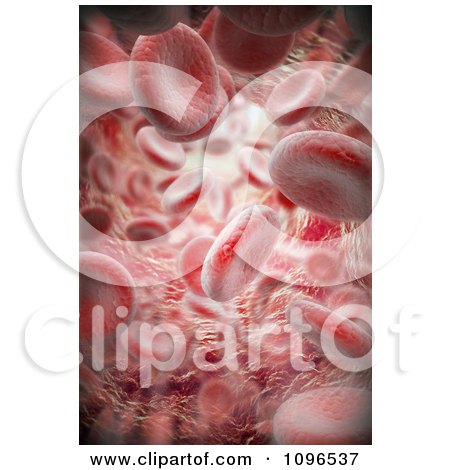 Clipart 3d Blood Cells In A Human Vessel Artery - Royalty Free CGI Illustration by Mopic