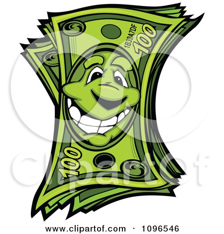 Clipart Happy Cash Money Pile - Royalty Free Vector Illustration by Chromaco