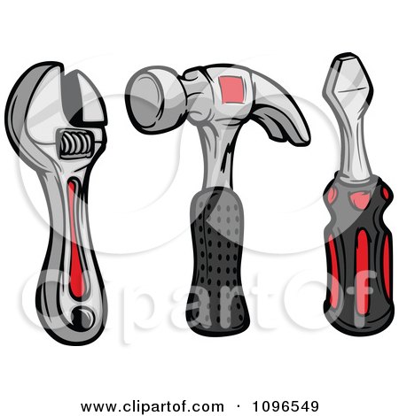 Clipart Wrench Hammer And Screwdriver Hand Tools - Royalty Free Vector Illustration by Chromaco