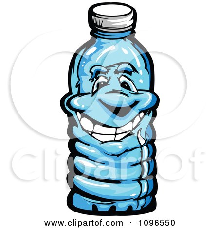 Clipart Happy Plastic Water Bottle - Royalty Free Vector Illustration by Chromaco