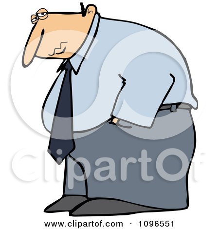 Clipart Depressed Businessman Hanging His Head Low - Royalty Free Vector Illustration by djart