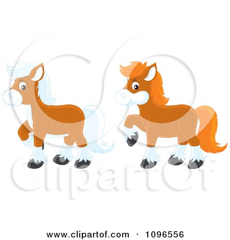 Clipart Brown Ponies - Royalty Free Vector Illustration by Alex Bannykh