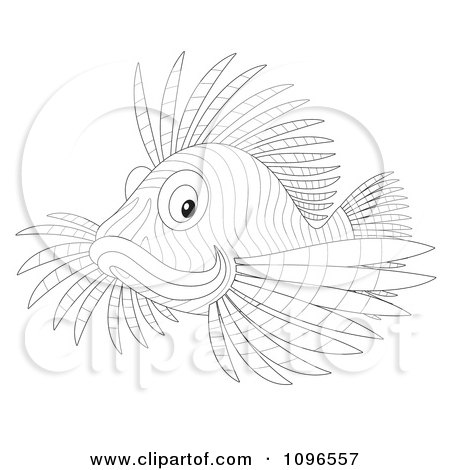 Clipart Outlined Lion Fish - Royalty Free Illustration by Alex Bannykh