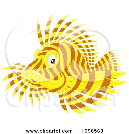 Clipart Yellow And Brown Lion Fish - Royalty Free Vector Illustration by Alex Bannykh